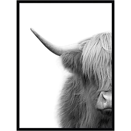 Amanti Art Hey Dude Highland Cow by The Creative Bunch Studio Wood Framed Wall Art Print, 40”H x 30”W, Black