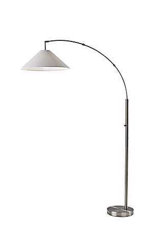 Adesso® Braxton Arc Lamp, 76”H, Brushed Steel/White