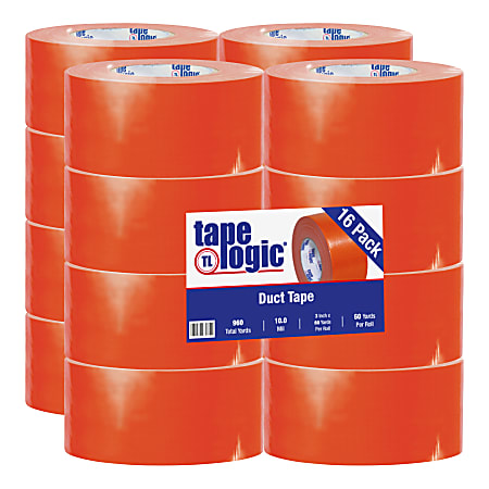 Tape Logic® Color Duct Tape, 3" Core, 3" x 180', Orange, Case Of 16