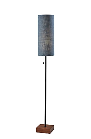 Adesso® Trudy Floor Lamp, 62"H, Blue Shade/Walnut Base