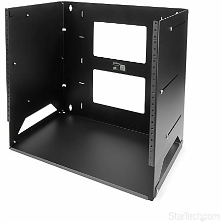 StarTech.com 8U Wallmount Server Rack with Built-in Shelf - Solid Steel - Adjustable Depth 12in to 18in - WALLSHELF8U