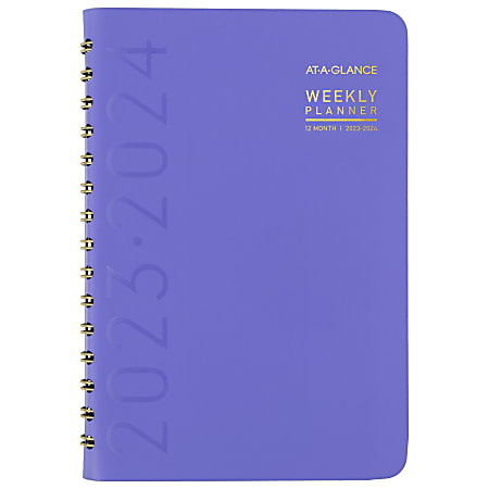2023-2024 AT-A-GLANCE® Contemporary Academic Weekly/Monthly Planner, 5" x 8", Purple, July 2023 To June 2024, 70101X18