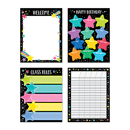 Creative Teaching Press Star Bright Classroom Essentials Charts, 17" x 22", Multicolor, Pack Of 4 Charts