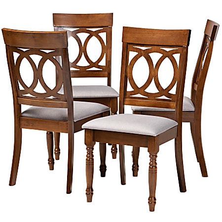 Baxton Studio Lucie Dining Chairs, Gray/Walnut, Set Of 4 Chairs
