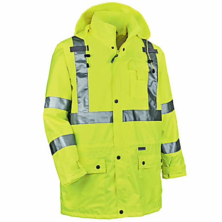 Ergodyne GloWear® 8365 Type R Class 3 High-Visibility Rain Jacket, Medium, Lime