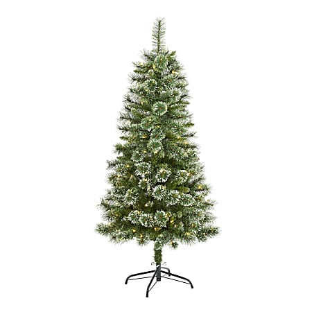 Nearly Natural Wisconsin Slim Snow Tip Pine Artificial Christmas Tree, 5’H