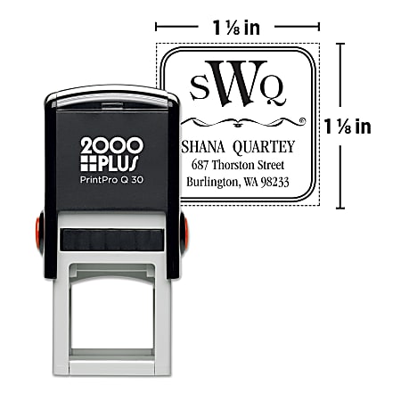 Custom 2000Plus&reg; PrintPro&trade; Self-Inking Stamp, Q30PM/Square Monogram, 1-1/8" x 1-1/8"