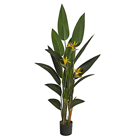Nearly Natural Bird of Paradise 72”H Artificial Plant With Planter, 72”H x 28”W x 28”D, Green/Black