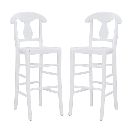 Linon Toub Wood Bar Stools With Backs, White, Set Of 2 Stools