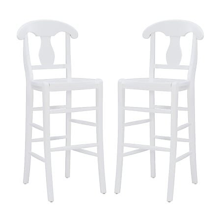 Linon Toub Wood Bar Stools With Backs, White, Set Of 2 Stools