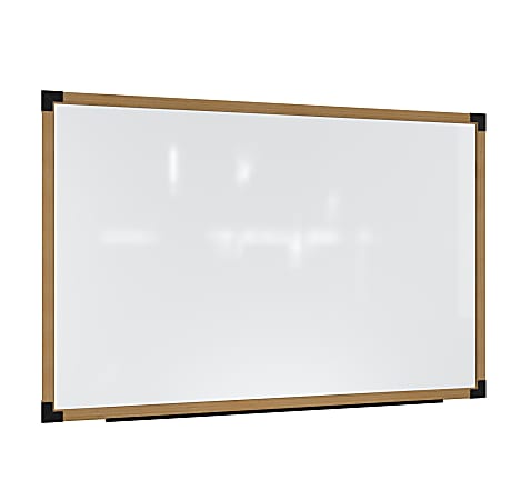 Ghent Prest Magnetic Dry-Erase Whiteboard, Porcelain, 50-1/4” x 98-1/4”, White, Natural Wood Frame