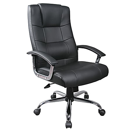 Carlin High-Back Bonded Leather Chair, 46 7/8"H x 26"W x 29 9/16"D, Black