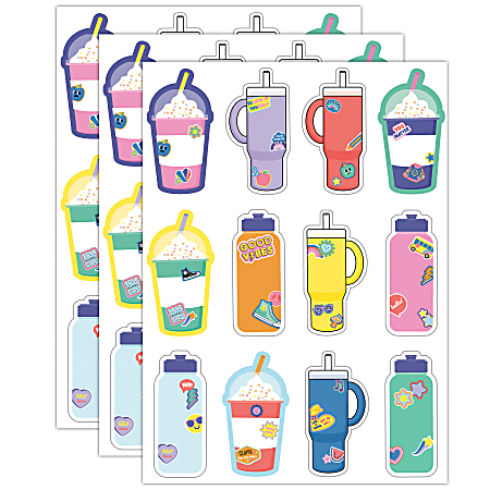 Carson Dellosa Education Cut-Outs, We Stick Together Cups & Water Bottles, 36 Cut-Outs Per Pack, Bundle Of 3 Packs