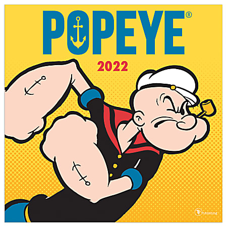 TF Publishing Arts & Entertainment Monthly Wall Calendar, 12" x 12", Popeye, January To December 2022