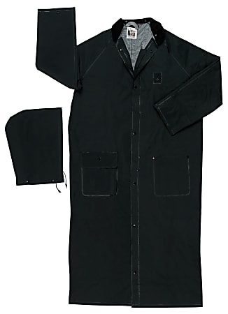 MCR Safety Classic Plus Rider Rain Coat, 0.35 mm PVC/Polyester, Black, 60 in Large