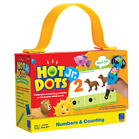Educational Insights Hot Dots Jr. Cards, Numbers And Counting, 6" x 4", Pre-K - Kindergarten, Set Of 36