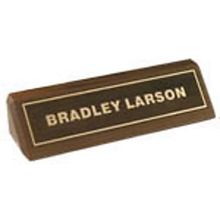 Custom Engraved Inset Gold Foil On Walnut Desk Bar, 1-3/4" x 8-1/2"