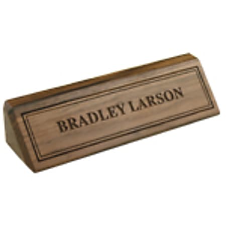 Custom Engraved Inset Letters On Walnut Desk Bar, 1-3/4" x 10-1/2"