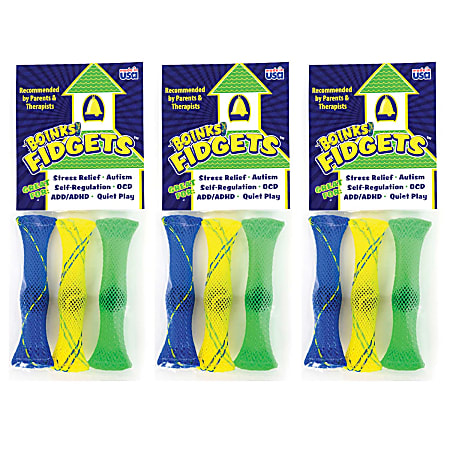 Endless Possibilities Boinks Fidgets, Assorted Colors, 3 Fidgets Per Pack, Set Of 3 Packs