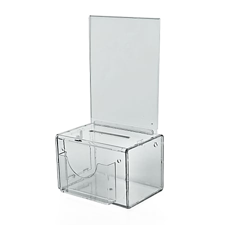 Azar Displays Plastic Suggestion Box, With Lock, Large, 6 1/4"H x 9"W x 6 1/4"D, Clear