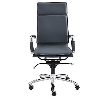 Eurostyle Gunar Pro Faux Leather High-Back Office Chair, Blue/Chrome