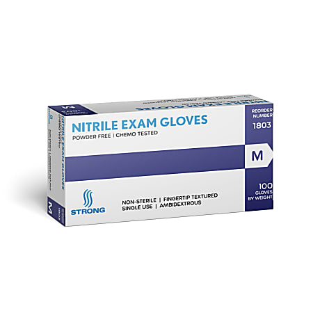 Nitrile Powder Free Exam Gloves, Medium, Blue