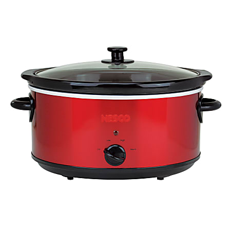 Nesco® 6 Qt 275W Analog Stainless Steel Portable Slow Cooker, Red