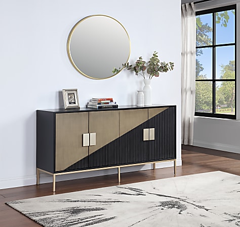 Coast to Coast Phoenix 68"W Transitional Credenza With 4 Doors, Midnight Hour/Champagne