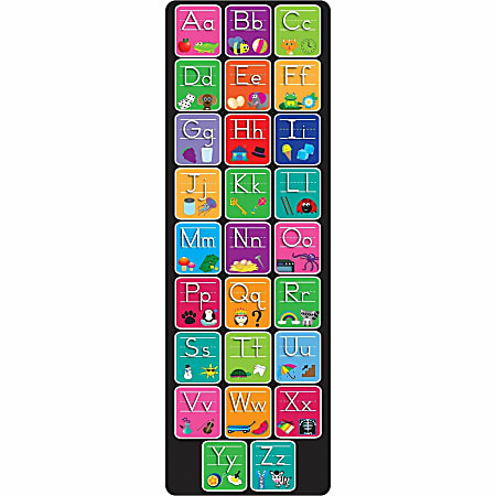 Ashley Smart Poly Original Fun Mat - Floor, Classroom - 47" Length x 15.50" Width - Alphabet, Matching Pictures - Multicolor - 1 Each