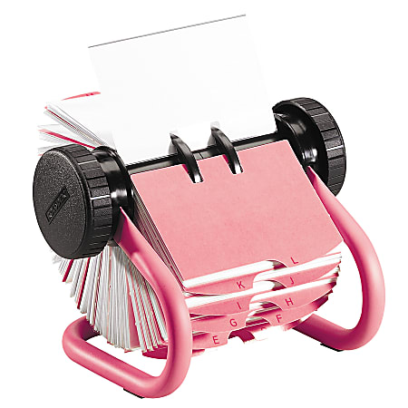 Rolodex® Rotary Business Card File, Pink Base