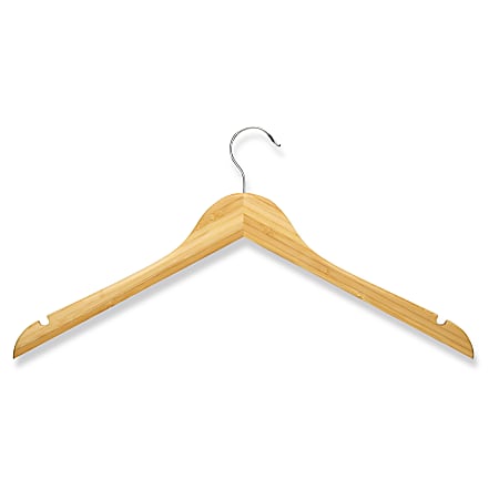 Honey-Can-Do Bamboo Wooden Top Hangers, Natural, Pack Of 10