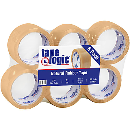 Tape Logic #53 PVC Natural Rubber Tape, 2" x 55 Yd, Clear, Case Of 6 Rolls