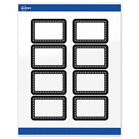 Avery® Print-To-The-Edge Labels & Sure Feed®, S00-DKM-PRWGP10, 2"x 3", Glossy White, Preprinted Black & White Polka Dots Design, Pack Of 80