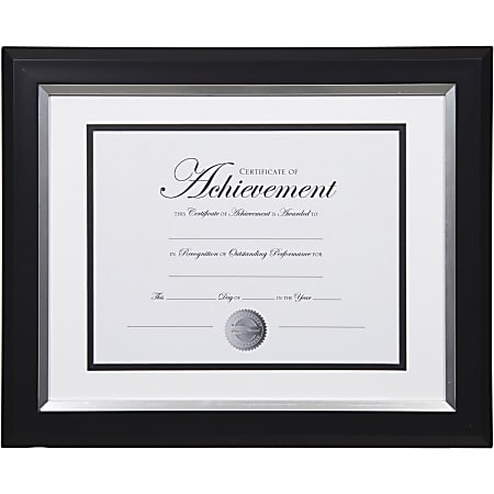 Dax 2-tone Silver Document Frame - 16.80" x 14.90" x 1" Frame Size - Holds 11" x 14" Insert - Rectangle - Vertical, Horizontal - 1 Each - Silver, Black