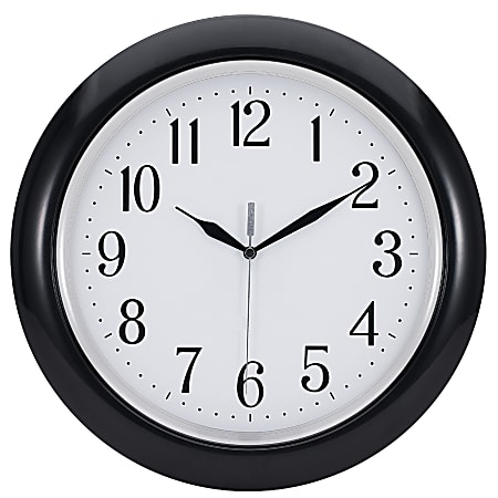 Office Depot® Brand 13 4/5" Radio-Controlled Translucent Wall Clock, Black Case