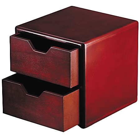 Rolodex® Wood Desk Cube With Drawers, 6 1/2"H x 6 1/2"W x 6 1/2"D, Mahogany