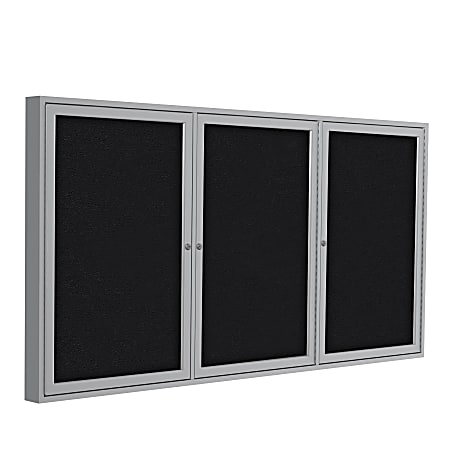 Ghent Traditional 3-Door Enclosed Fabric Bulletin Board, 36&quot;