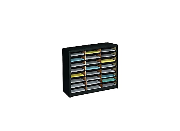 Safco® Value Sorter® Steel Corrugated Literature Organizer, 24 Compartments, Black