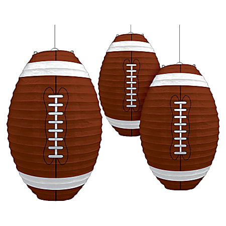 Amscan Football-Shaped Paper Lanterns, 12", 2 Per Pack, Set Of 3 Packs