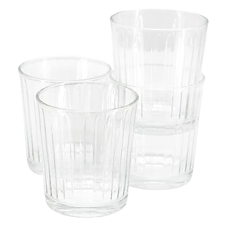 Gibson Home Moonstone 4-Piece Double Old-Fashioned Glass Set, 13.5 Oz, Clear
