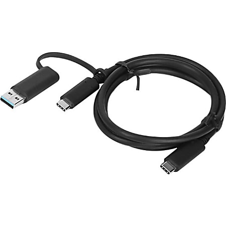 Lenovo Hybrid USB-C With USB-A Cable - 3.28 ft USB Data Transfer Cable for Notebook - First End: 1 x USB Type C - Male - Second End: 1 x USB Type C - Male, 1 x USB 3.0 Type A - Male - 10 Gbit/s - Black