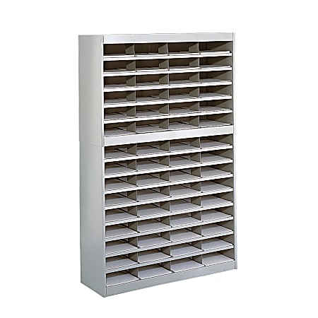 Safco® E-Z Stor® Steel Literature Organizer, 60 Compartments, 60"H, Gray