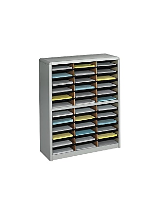 Safco® Value Sorter® Steel Corrugated Literature Organizer, 36 Compartments, Gray