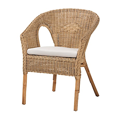bali & pari Abbey Natural Rattan Dining Accent Chair, Antique Brown