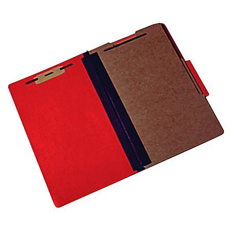 SKILCRAFT Pressboard Classification Folder, 6-Part, Legal Size, Red (AbilityOne 7530-01-463-2324)