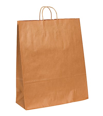 Partners Brand Paper Shopping Bags, 19 1/4"H x 16"W x 6"D, Kraft, Case Of 200