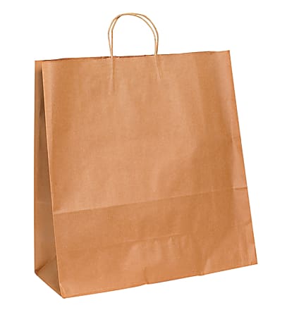 Partners Brand Paper Shopping Bags, 18 3/4" x 18"W x 7"D, Kraft, Case Of 200