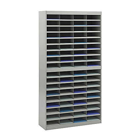 Safco® E-Z Stor® Steel Literature Organizer, 72 Compartments, 71"H, Gray