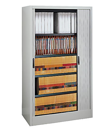 Mayline® Kwik-File Harbor™ Storage Cabinet, 62"H x 48"W x 17 3/4"D, Pebble Gray
