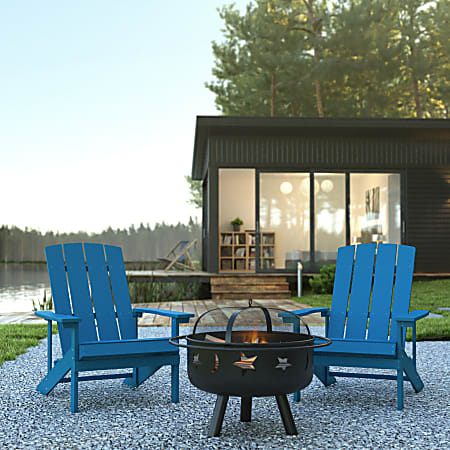 Flash Furniture 3-Piece Charlestown Adirondack Chair Set, Blue